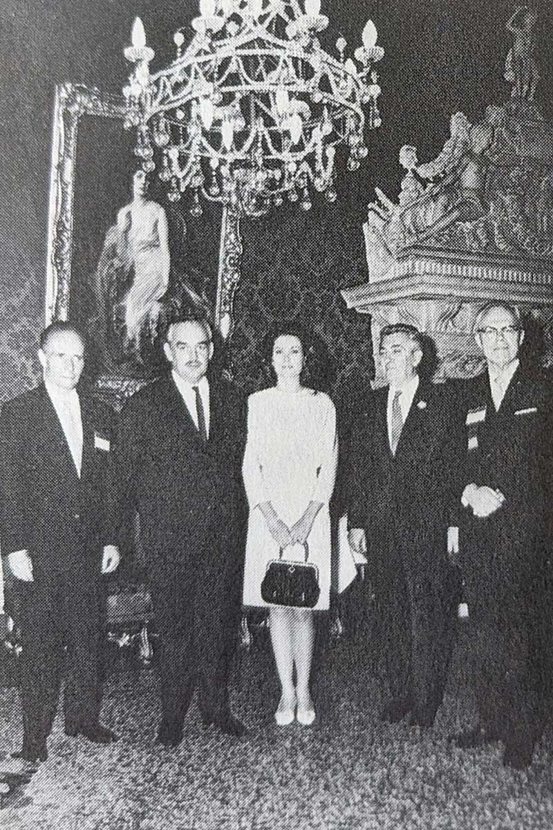 With Prince Rainer and Princess Grace at reception in palace at Monaco, 1969